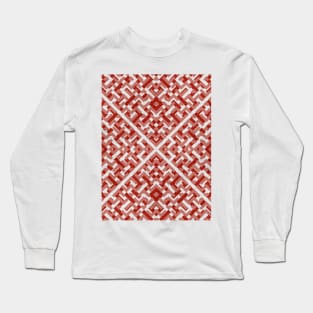 Ruby Maze Geometric Pattern Long Sleeve T-Shirt